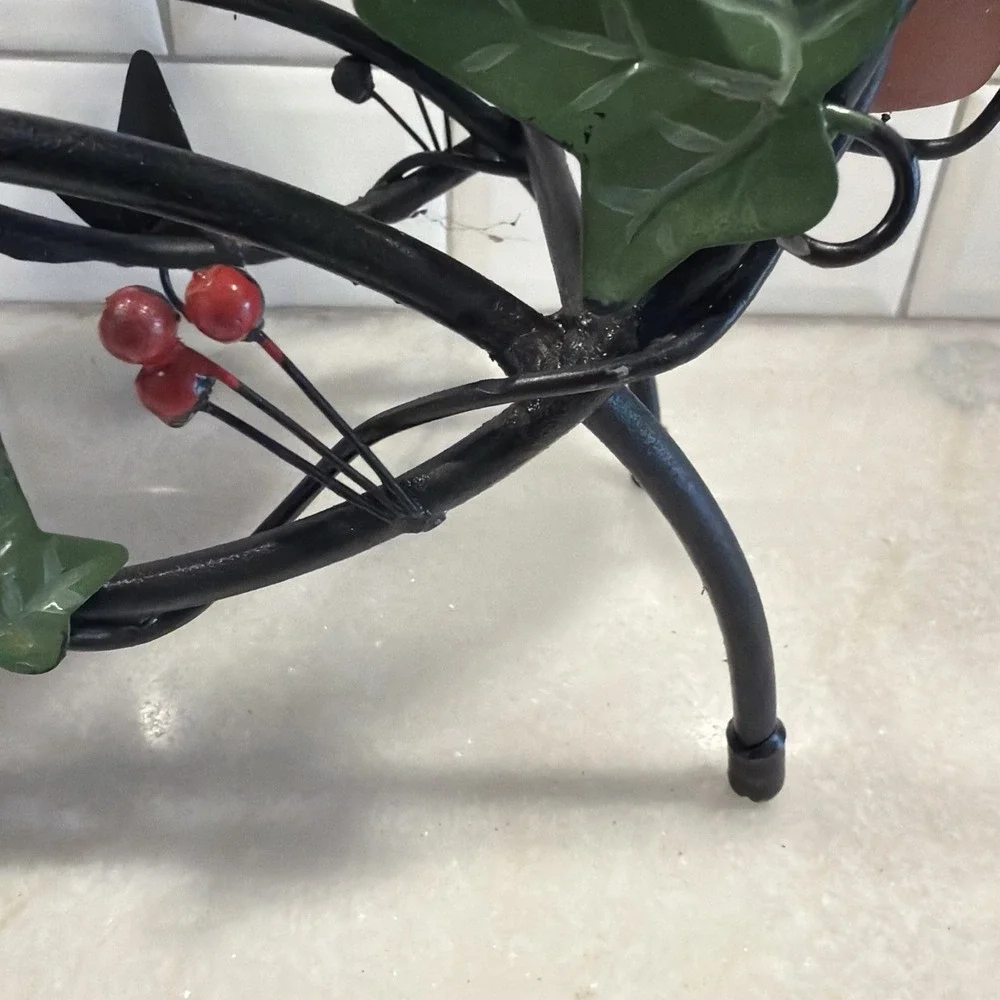 Vintage Wrought Iron Planter With Terra Cotta Pots